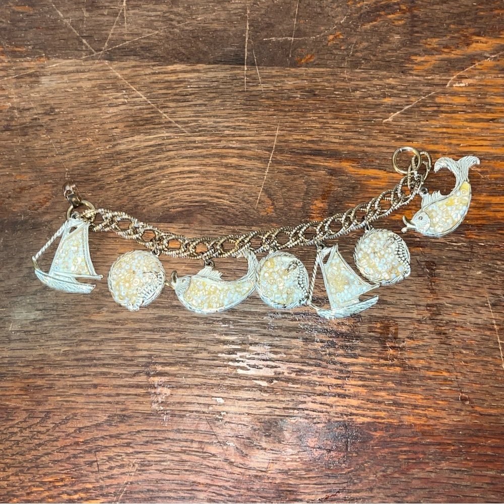 Gold Tone Nautical Charm Bracelet